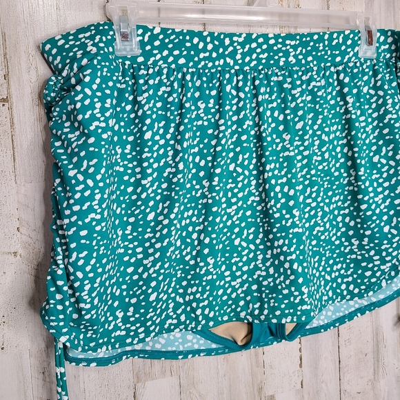 Swim by Cacique Green White Ditsy Dot Swimsuit Skirt Bottoms Plus Size 22 - Picture 11 of 11
